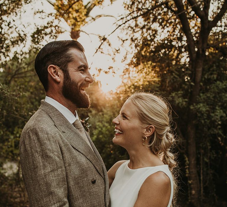 Bride and groom golden hour portrait by Joy Zamora Photography 