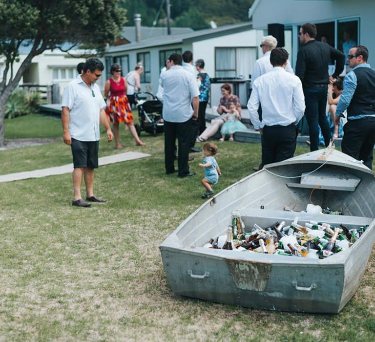 Beer boat at budget wedding