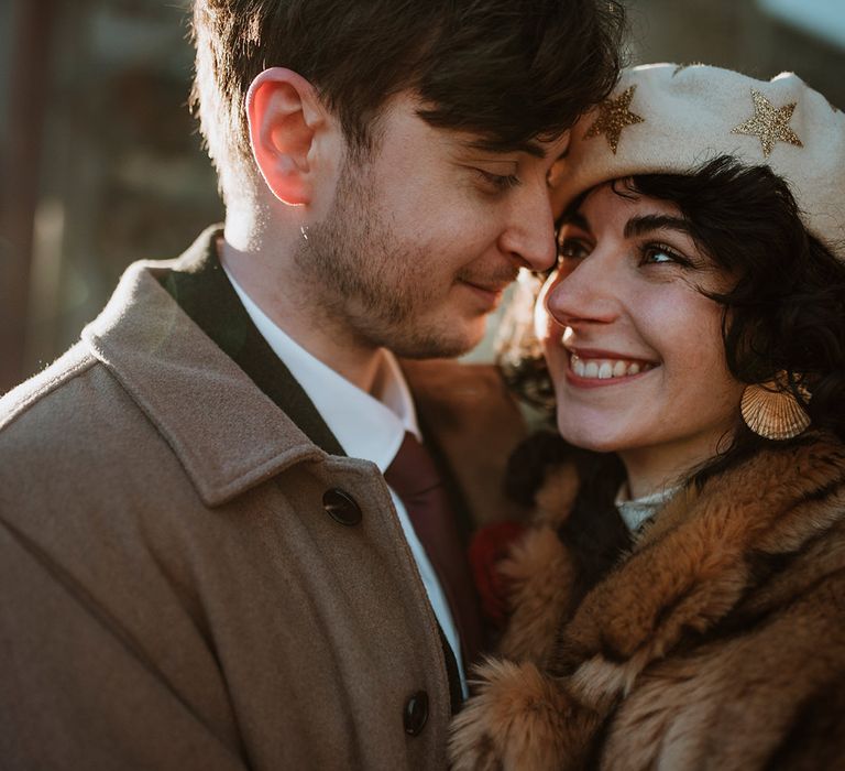 Bride and groom at Newcastle Winter wedding