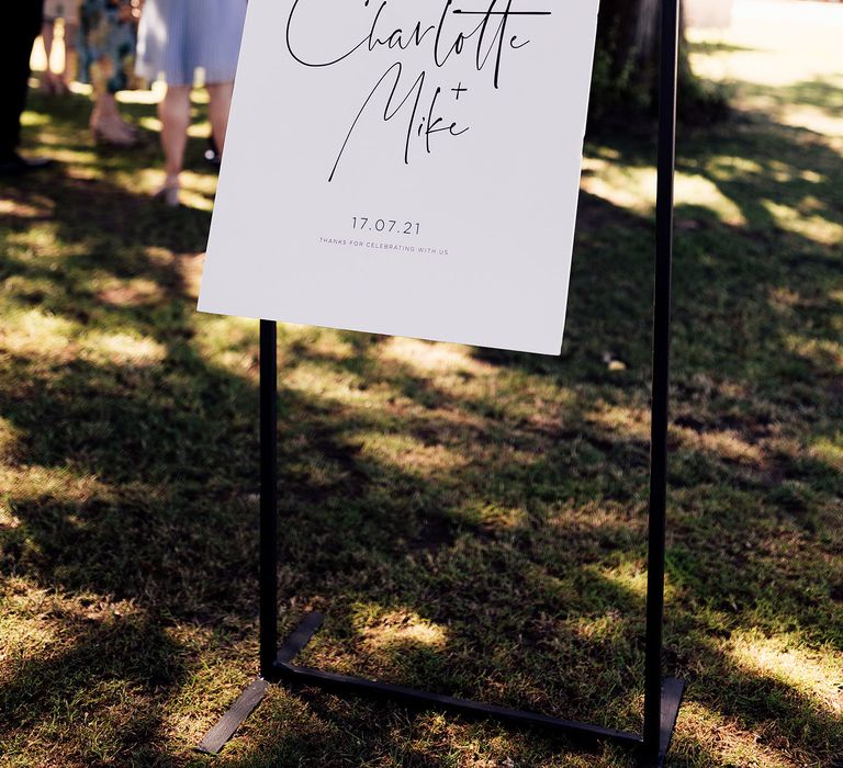 Monochrome wedding welcome sign