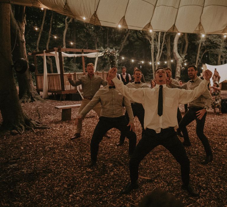 Wedding guests perform traditional haka outdoors for bride & groom on their wedding day