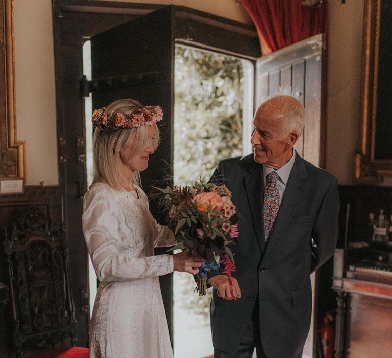 Bride enjoys wedding day with guests