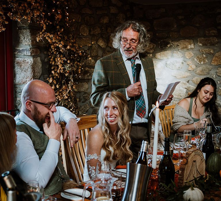 Brides father gives speech during wedding reception