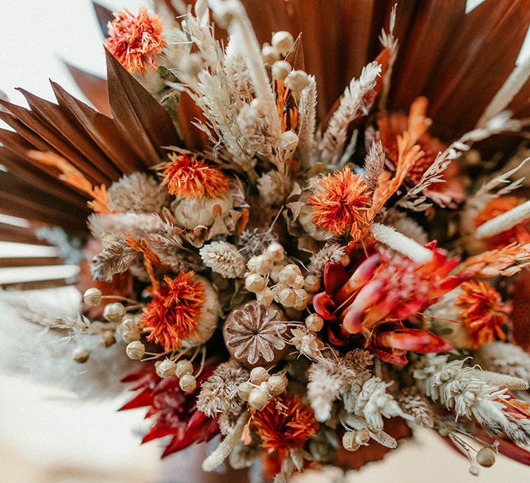 Dried flower bouquet for bride