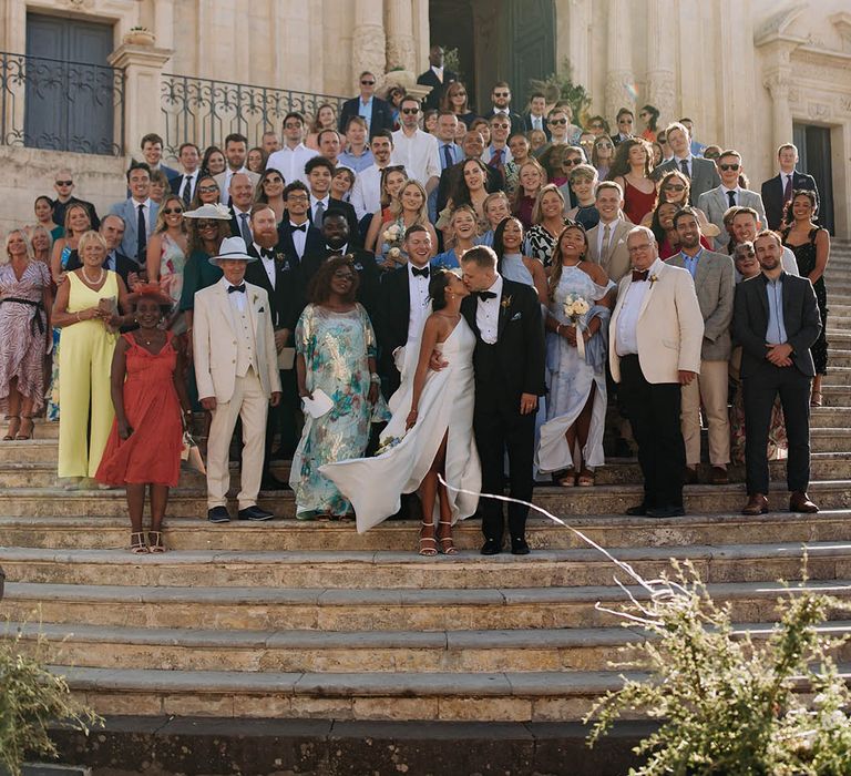 wedding group shot at Sicily destination wedding 