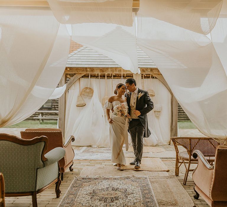 hanging drape wedding decoration at The Canary Shed for boho wedding inspiration 