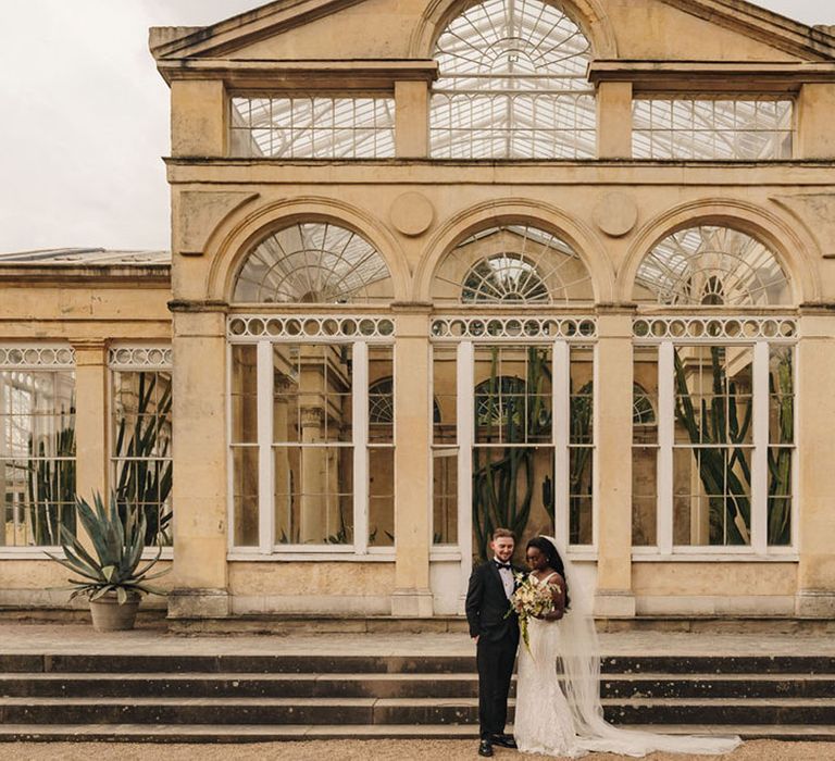 Syon Park glasshouse wedding venue in West London with a classic black tie dress code 