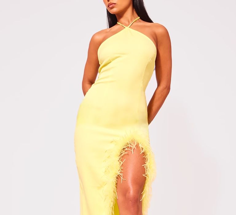 Butter yellow bridesmaid dress from PrettyLittleThing