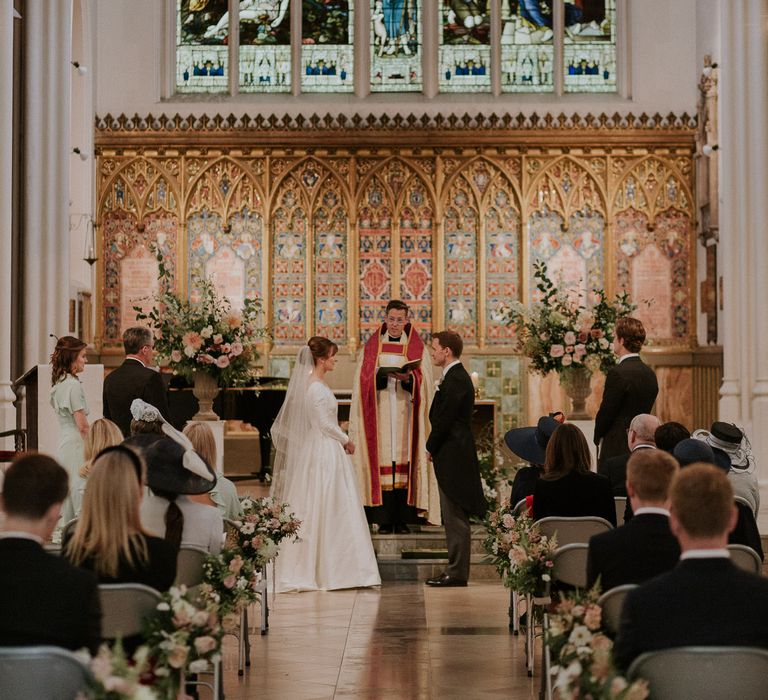 Stained glass church windows at London Wedding