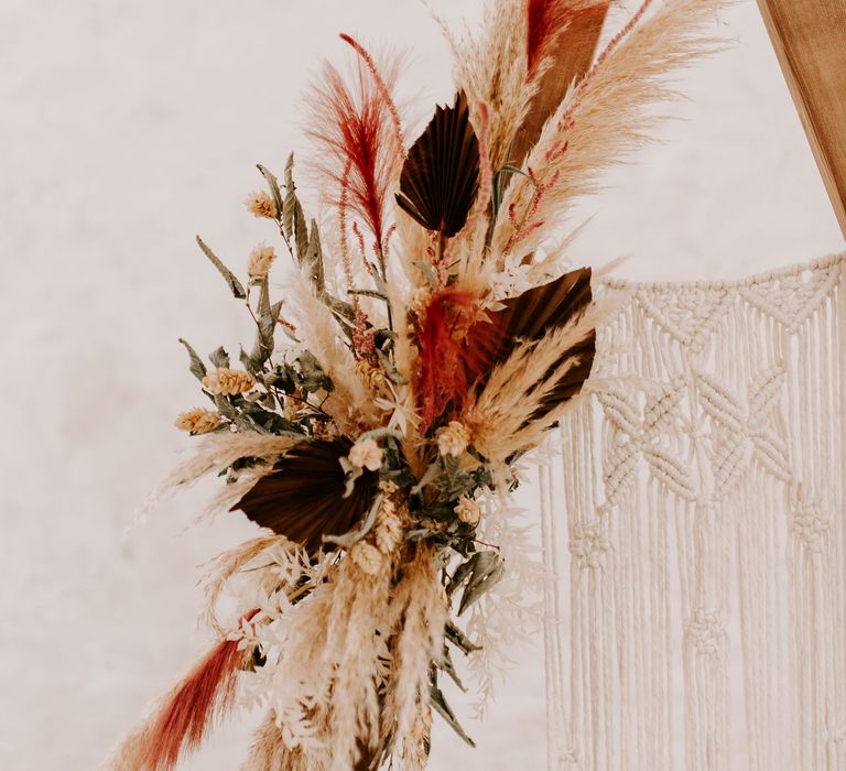 Macrame and pampas grass wedding decor