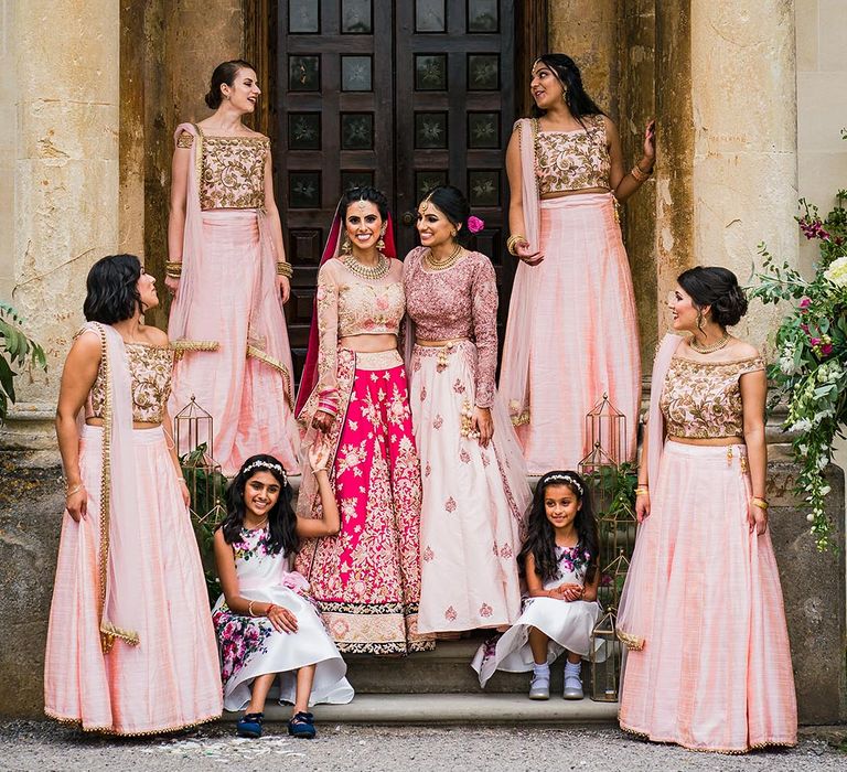 Sparkly bridesmaid separates with gold detailing 