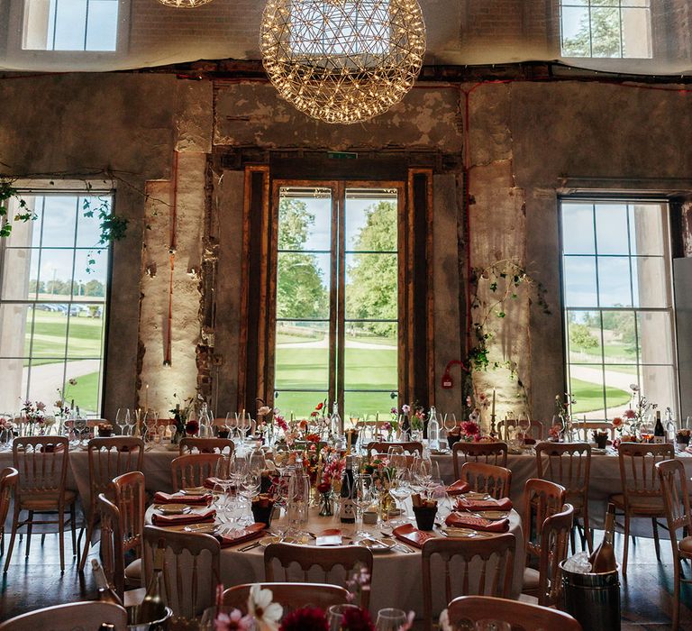 The Grange Hampshire wedding venue with unique lighting fixtures 