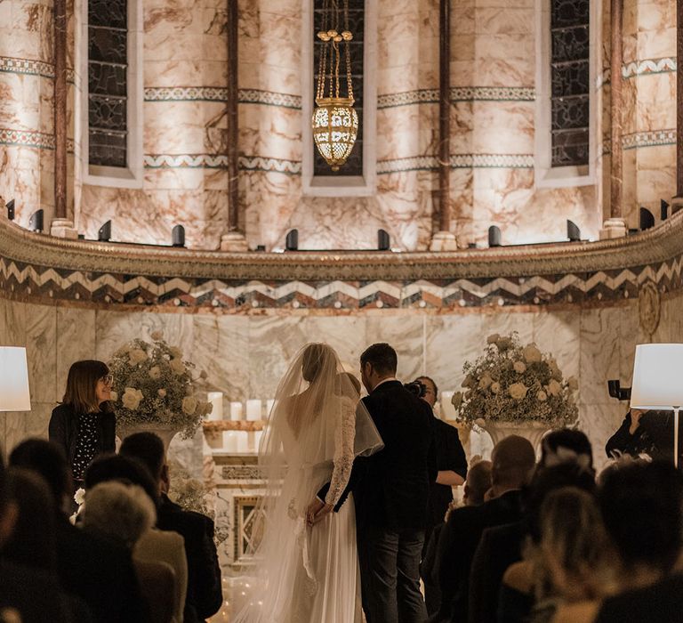 Bride and groom at the Fitzrovia Chapel wedding 