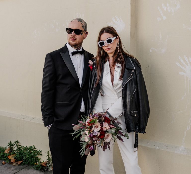 Stylish bride and groom portrait by Epic Love Story at Brighton micro wedding 