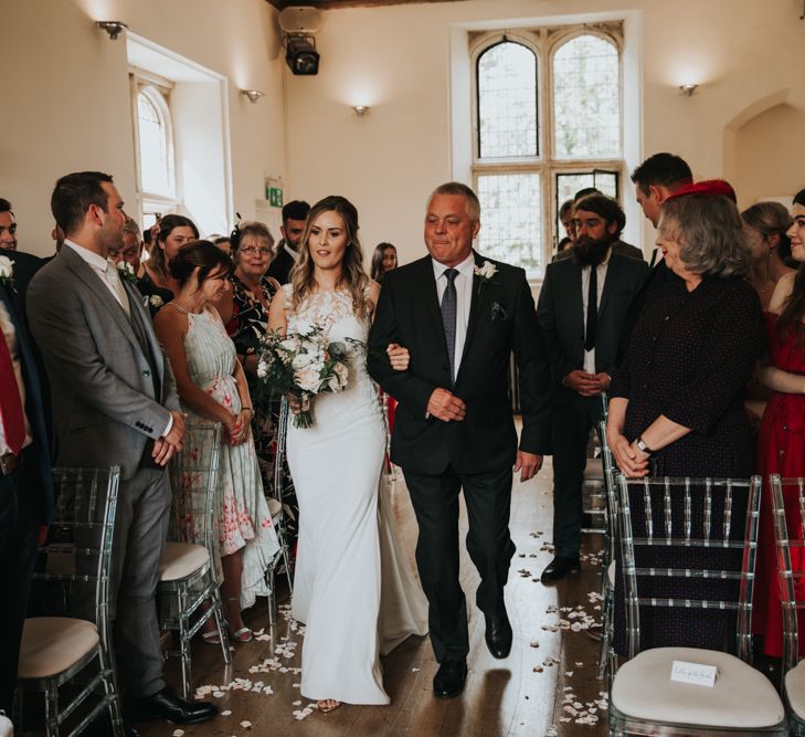 Notley Abbey wedding ceremony bridal entrance with the father of the bride