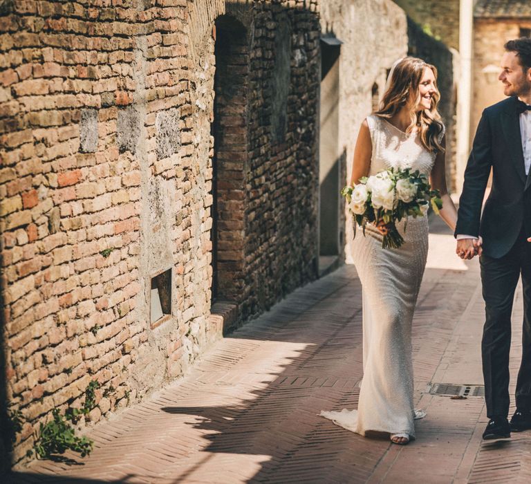 Tuscan street wedding photography