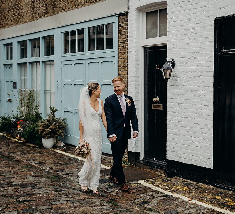 Bride and groom portraits in London by Victoria Somerset-How Photography