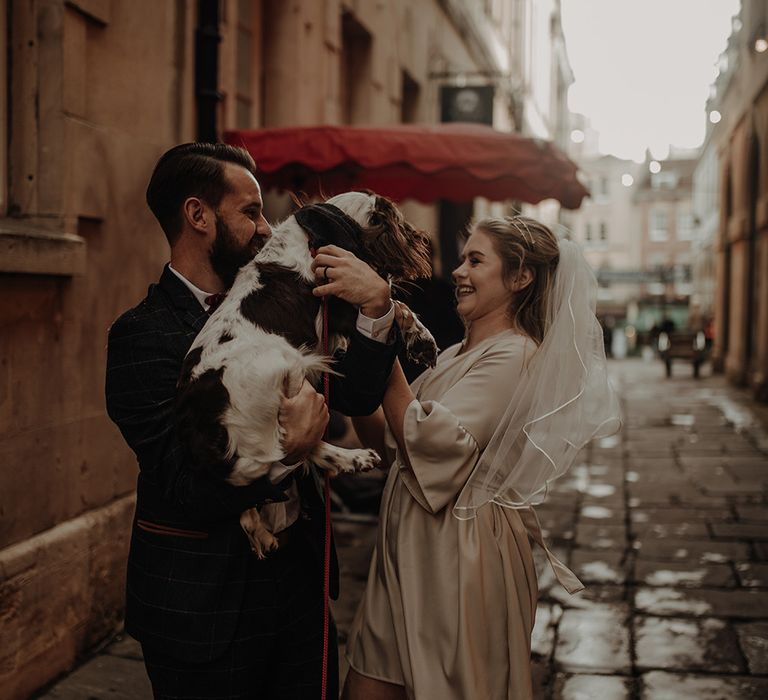 Pet dog at city elopement