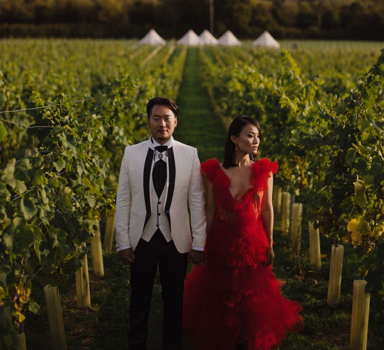 Bride and groom at Eastbrook Estate vineyard