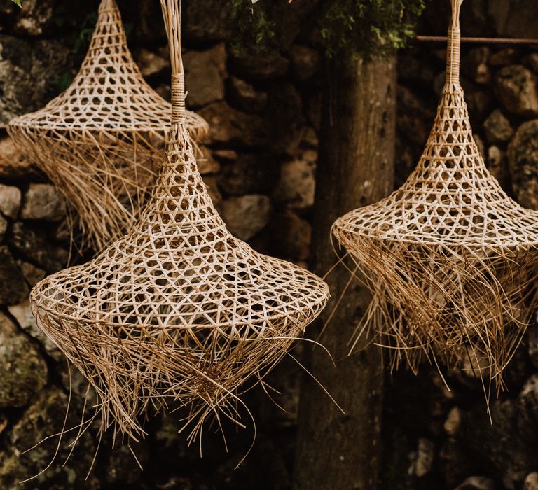 Wicker woven lampshades 