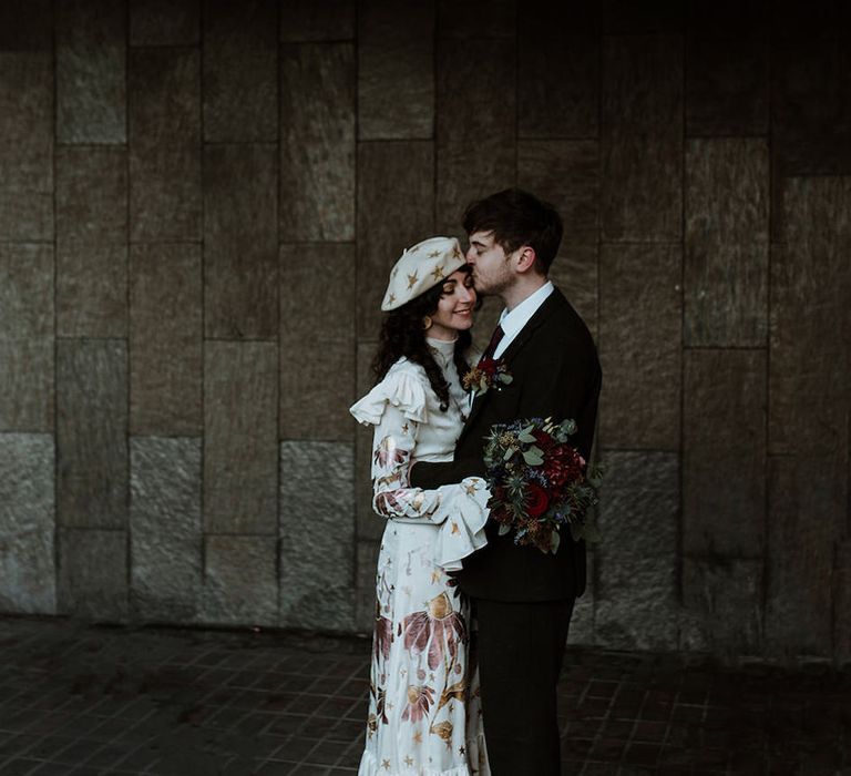 Bride wears Mary Benson wedding dress for intimate elopement in city