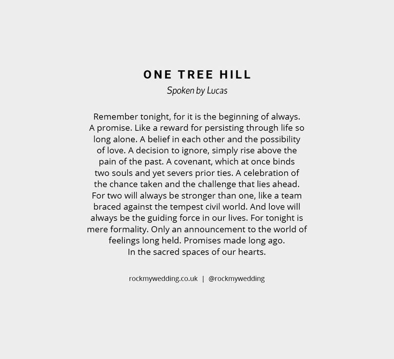 One Tree Hill | Wedding Readings From Movies/TV Shows