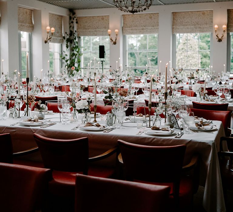 Classic and elegant wedding tablescape at country house wedding venue 