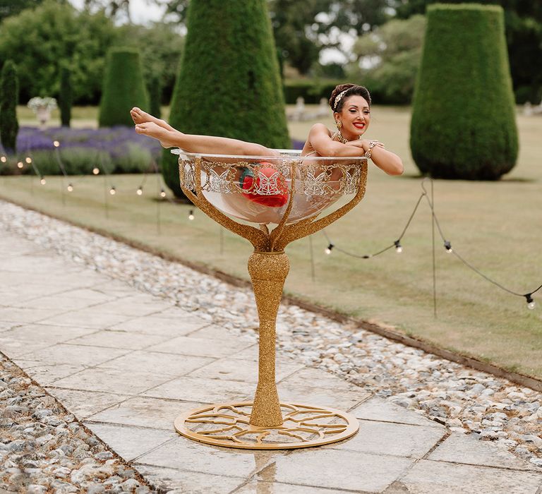 Burlesque wedding entertainment for 1920s Great Gatsby theme wedding at Hengrave Hall 