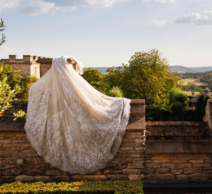 Brides Wona Concept wedding dress drying at The Lost Orangery