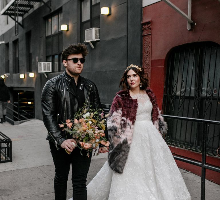 Bride & groom during New York elopement