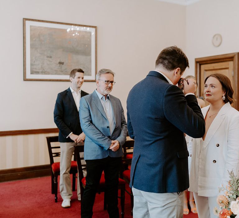 emotional wedding ceremony at Islington Town Hall 