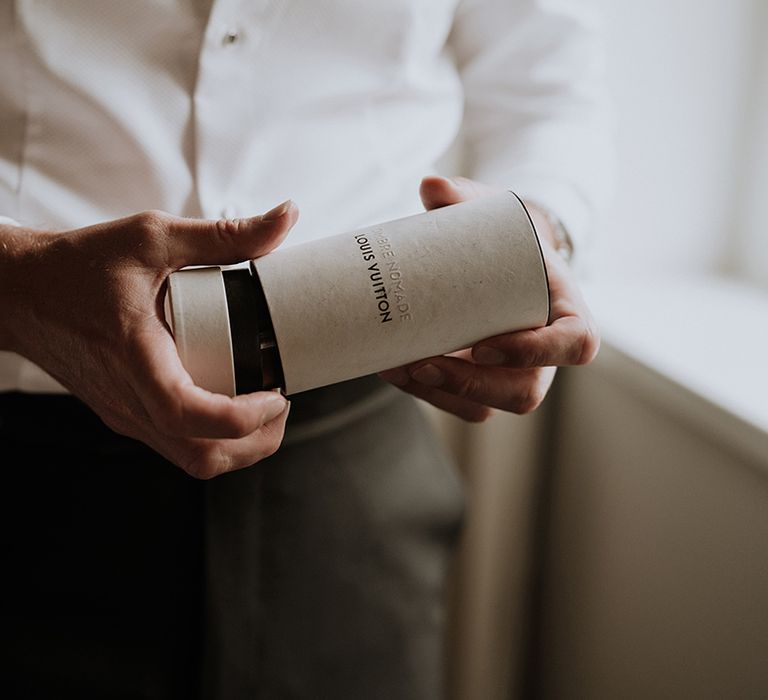 Groom wearing a Louis Vuitton cologne 