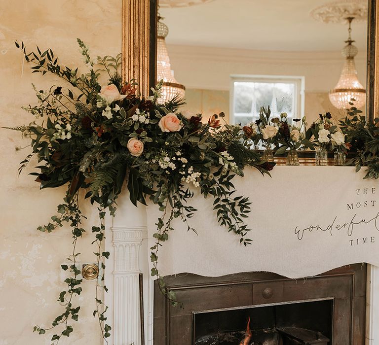 The Most Wonderful Time minimalist fabric wedding sign 