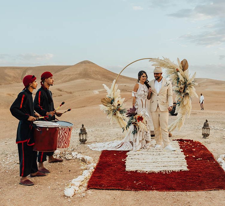 Moroccan wedding band plays at wedding ceremony 