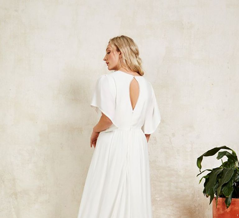 Sustainable wedding dress with thigh split from Indiebride London in boho style