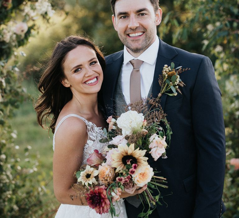 Bride and groom portrait at Willow Marsh Farm wedding 