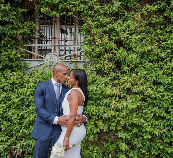 Intimate bride and groom portrait for London wedding 