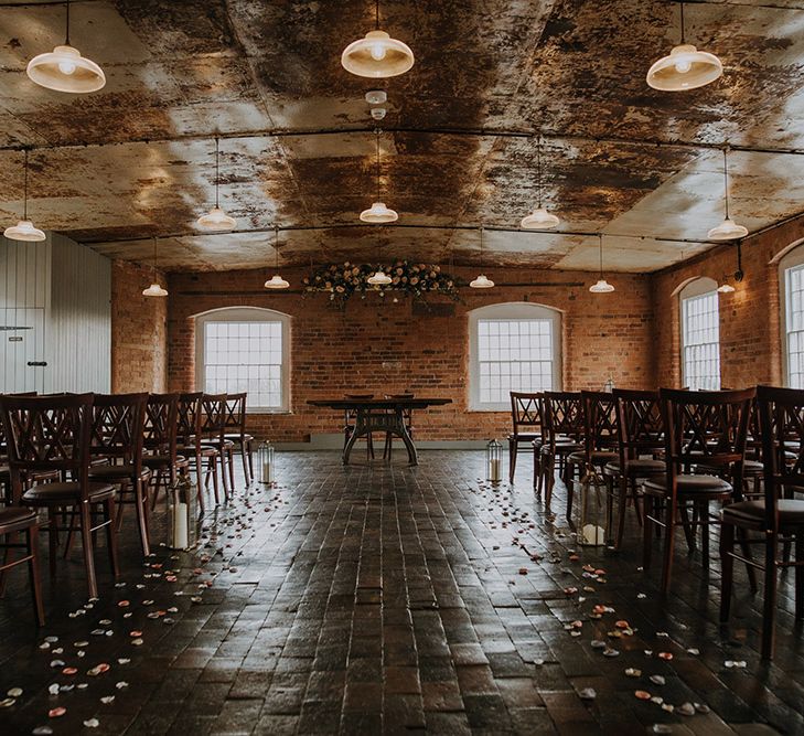 The West Mill wedding venue ready for wedding ceremony. 