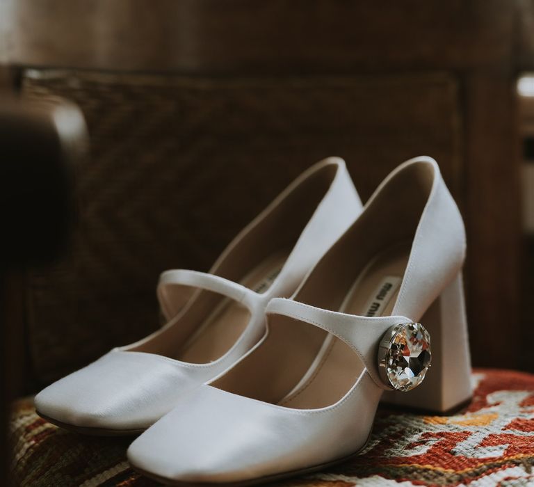 Mui Mui wedding shoes with jewel buckle