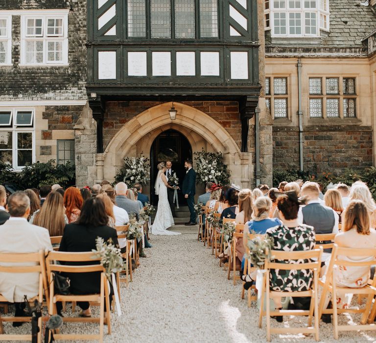 Outdoor wedding ceremony at Welsh venue