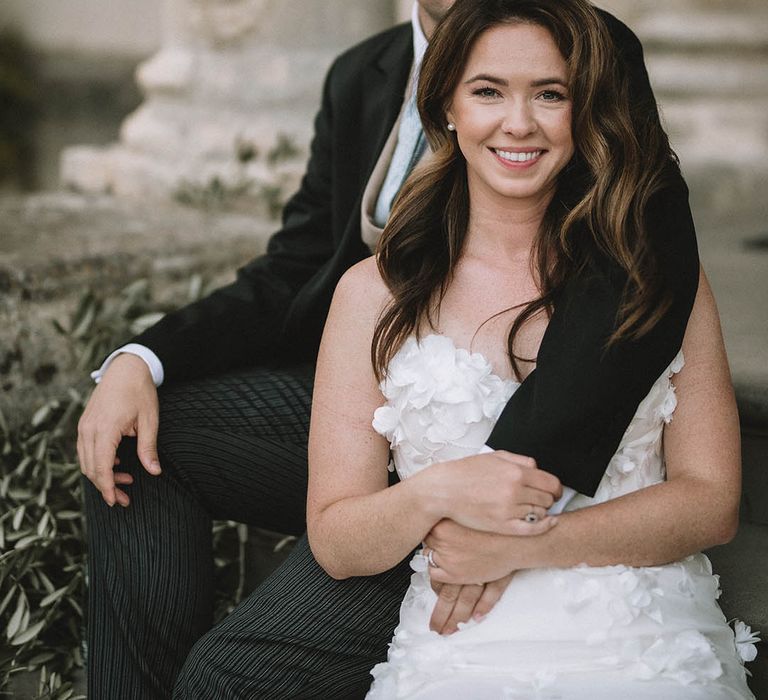 Beautiful bride and groom at country house wedding