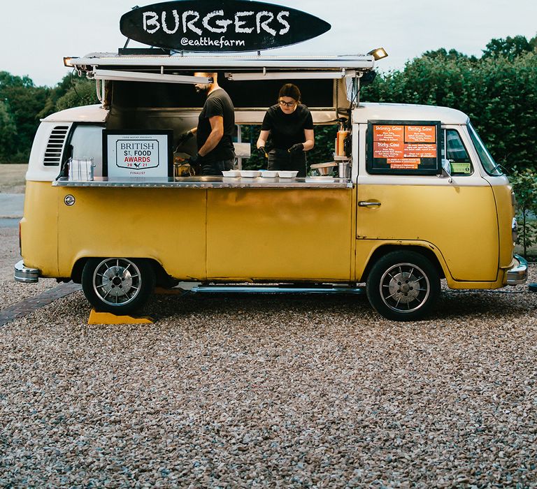 Vintage yellow VW burger van 