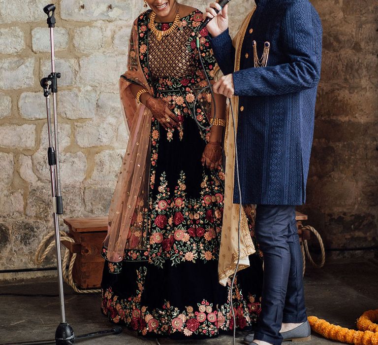 Groom gives wedding speech at Longbourn Estate Barn for colourful Indian and English wedding 