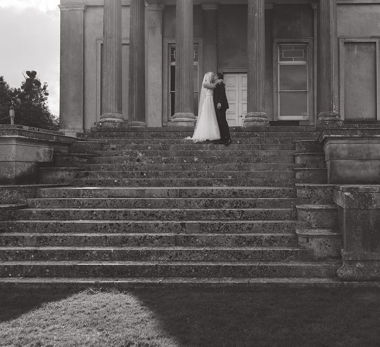 The bride and groom at their luxury country house wedding 