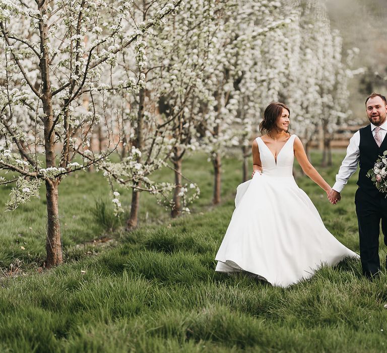 Bride and groom at Brinsop Court wedding