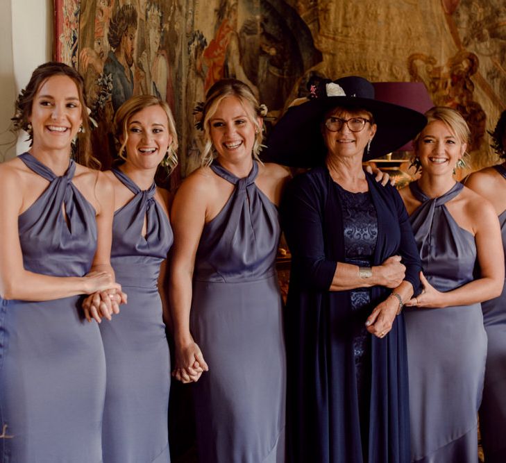 Blue halterneck bridesmaid dresses