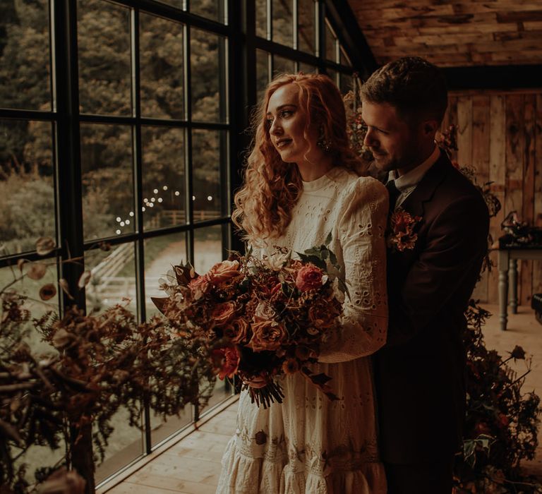 Orange wedding flower bouquet 