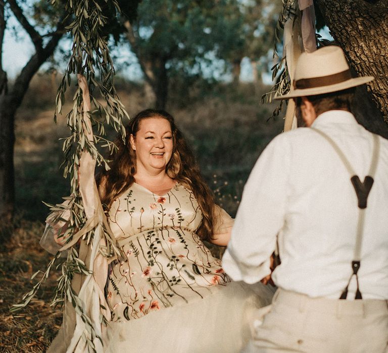 Bride swings on olive branch swing seat