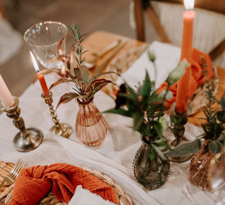 Beautiful orange decor for wedding table 