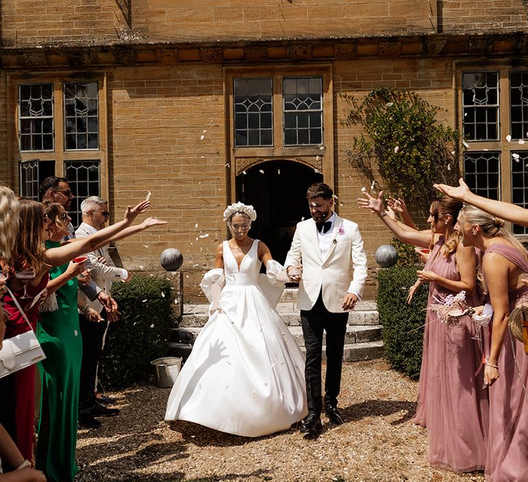 Confetti exit at Minterne House wedding venue 